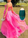 Elegant Hot Pink Strapless Ruffles A-line Evening Gown, Prom Dress, WGP2286