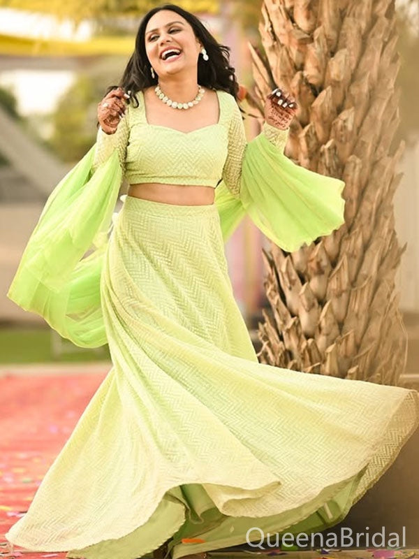 Elegant Green Lone Sleeve Long Formal Gown to Impress,WGP1847