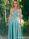 Elegant Green Spaghetti Straps A-line Long Formal Gown to Impress,WGP1888