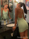 Popular Green Spaghetti Straps Homecoming Dress Graduation Party Dress , QB0895