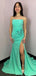 Elegant Green Mermaid Straight Across Slit Long Prom Dress to Impress,WGP1739