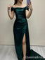 Sexy Green Off Shoulder Side Slit Prom Party Dress, Evening Dress, WGP337