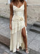 Elegant Ivory Chiffon Cowl Neck Asymmetric Maxi Ruffled Evening Gown, Prom Dress, WGP2282