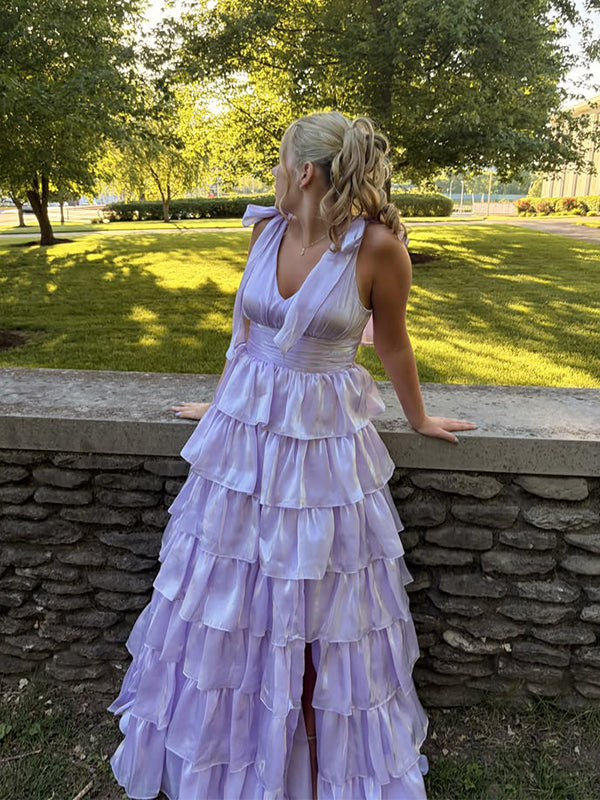 Gorgeous Purple Ruffled Tiered A-line Evening Gown, Prom Dress, WGP2289