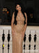 Sparkly Champagne Gold Sequins Mermaid Long Formal Gown to Impress,WGP1881