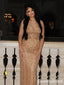 Sparkly Champagne Gold Sequins Mermaid Long Formal Gown to Impress,WGP1881