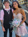 Sparkly Pink Sweetheart Off-shoulder Homecoming Dress Graduation Party Dress , QB0893