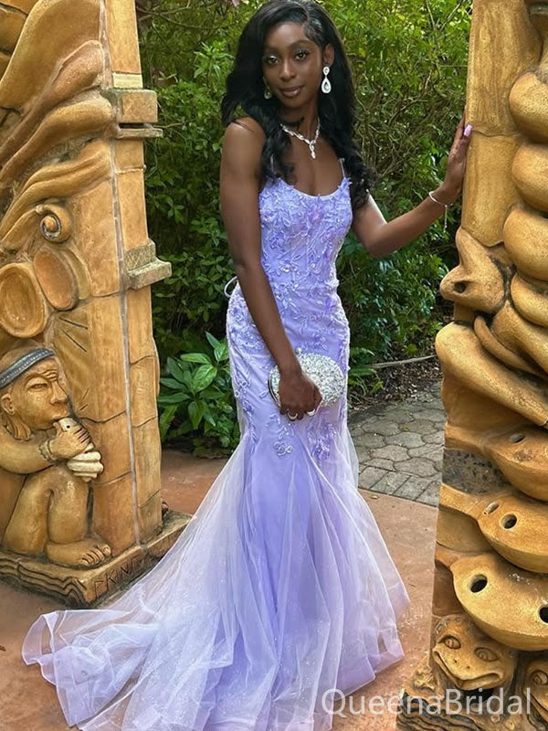 Elegant Purple Spaghetti Straps Mermaid Long Formal Gown to Impress,WGP1907