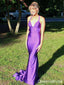 Elegant Purple Spaghetti Straps V-neck Mermaid Long Formal Gown to Impress,WGP1856