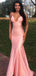 Elegant Pink Mermaid V-neck Spaghetti Straps Long Prom Dress to Impress,WGP1736
