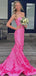 Floral Pink Mermaid Strapless Long Prom Dress to Impress,WGP1732