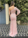 Sexy Pink Mermaid One Shoulder Side Slit Maxi Long Party Prom Dresses Online,WGP316