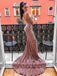 Sexy Pink Mermaid Off Shoulder Sequin Maxi Long Party Prom Dresses Online,WGP318