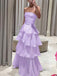 Elegant Fuchsia Strapless A-line Ruffled Evening Gown, Prom Dress, WGP2283