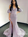 Sparkly Purple Off the Shoulder Sequins Mermaid Prom Party Dress, WGP2289