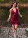 Sexy Red Spaghetti Straps V-neck Homecoming Dress Graduation Party Dress , QB0929
