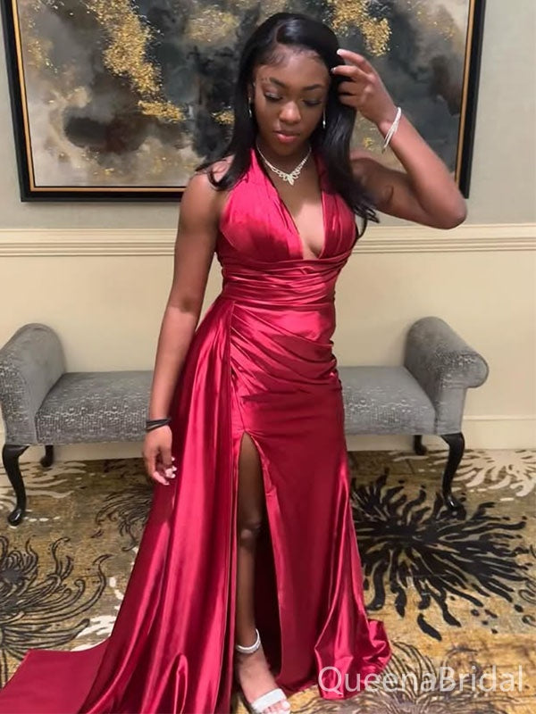 Sexy Red V-neck Mermaid Long Formal Gown to Impress,WGP1900