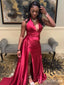 Sexy Red V-neck Mermaid Long Formal Gown to Impress,WGP1900