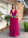 Vibrant Fuchsia A-line Tiered Tulle Gown with Layered Ruffle Skirt, WGP307