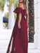 Elegant Red off-shoulder A-line Bridesmaid Dresses for Wedding Party, BDS0248