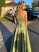 Elegant Green Strapless A-line Long Prom Party Dress to Impress ,WGP1442