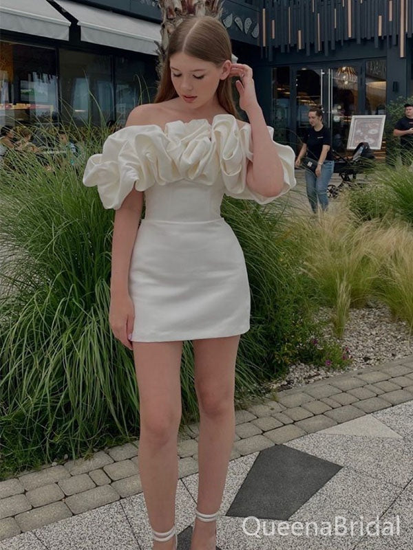 Cute White Homecoming Dress Graduation Party Dress , QB0874