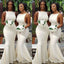 Sexy White Sabrina Mermaid Bridesmaid Dresses for Wedding Party, BDS0247