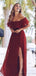 Elegant Red off-shoulder A-line Bridesmaid Dresses for Wedding Party, BDS0248