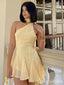 Elegant Yellow A-line Homecoming Dress Graduation Party Dress , QB0886