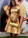 Elegant Yellow Short Sleeve A-line Long Formal Gown to Impress,WGP1783