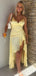 Sexy Yellow Mermaid V-neck Slit Long Formal Gown to Impress,WGP1750