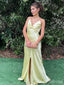 Sexy Spaghetti Strap V-neck Mermaid Slit Long Formal Dresses Prom Dresses ,WGP841