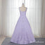 A-Line Bateau Sleeveless Long Cheap Lilac Floral Satin Prom Dresses, QB0590
