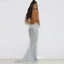 Mermaid Deep V-Neck Backless Sweep Train Silver Sequined Prom Dresses, TYP0240