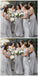 Off Shoulder Spahgetti Straps Grey Chiffon Long Bridesmaid Dresses Online, WG210