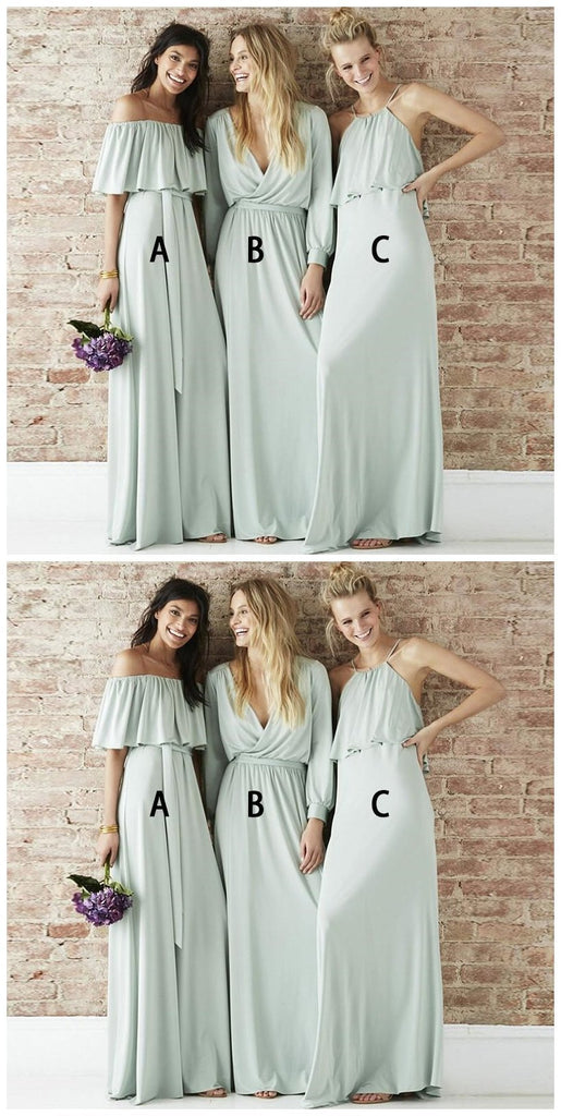 Mismatched Chiffon Light Green Long Bridesmaid Dresses Online, WG211