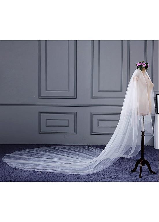 Simple Delicate Double Layer Tulle Ivory Wedding Veil , WV0117