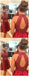 Sexy Two Piece Short Rhinestone Cute Red Homecoming Dresses 2018, CM484