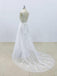 Simple V Neck Tulle Skirt Lace A-line Wedding Dresses Online, WD394