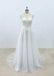 Simple V Neck Tulle Skirt Lace A-line Wedding Dresses Online, WD394