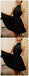 Cheap Short Lace Beaded Halter Black Homecoming Dresses 2018, CM481