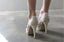 High Heels Fish Toe Ivory Lace Sexy Wedding Bridal Shoes With Tow, S021