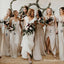 Sheath Spaghetti Straps Light Champagne Long Bridesmaid Dresses, QB0804