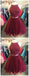 Two Piece Cheap Short Lace Beaded Dark Red Homecoming Dresses 2018, CM482
