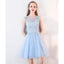 Cute Blue Illusion Lace Cheap Short Homecoming Dresses Online, CM537