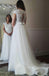 Open Back Cap Sleeve A-line Tulle Cheap Wedding Dresses Online, WD353