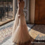 New Arrival Long Sleeves Sexy Deep V-neck Tulle Long Cheap A-line Formal Evening Prom Dresses, QB0972