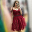 Off Shoulder Cute Short Dark Red Homecoming Dress-Vintage Gothic Lace Halloween Dress, CM476