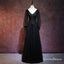 Elegant Black Tulle A-Line Prom Dress with Long Puff Sleeves-Gothic Lace Appliques Formal Dress, QB0754