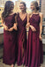Dark Red Mimsatched Cheap Long Bridesmaid Dresses Online, WG203